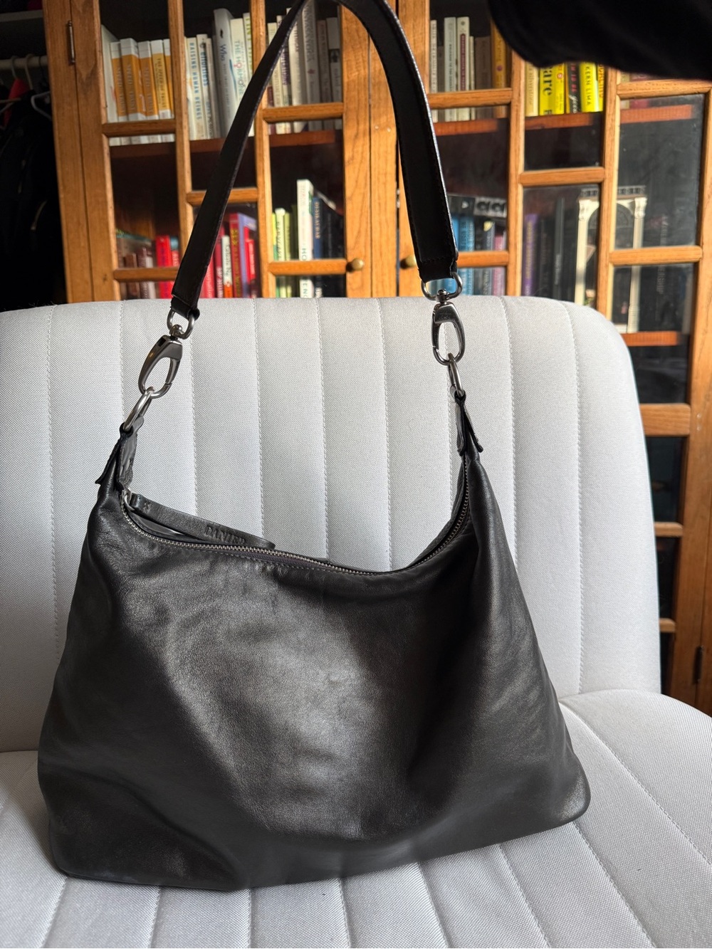 Danier Genuine Leather Metallic Bronze/Brown Hobo Shoulder Bag